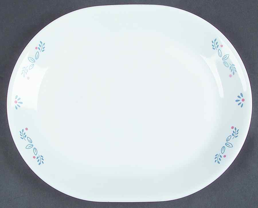 Subtle Blue (Corelle) 12" Oval Serving Platter by Corning Corelle-1