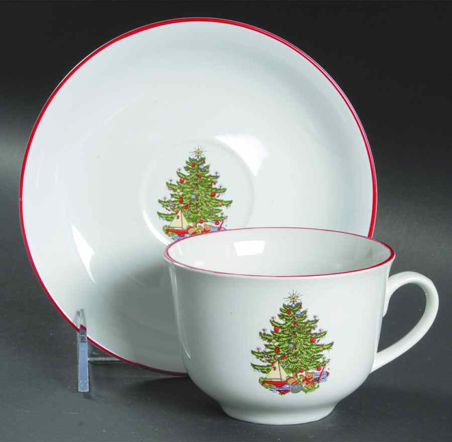 American Christmas Tree Flat Cup & Saucer Set by Cuthbertson-1
