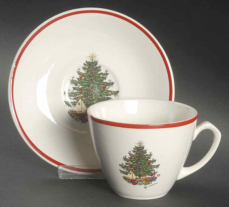 American Christmas Tree Flat Cup & Saucer Set by Cuthbertson-1