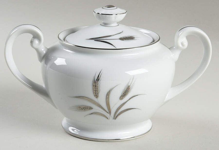 Silver Wheat (Rim Shape) Sugar Bowl & Lid by Crest Wood-1