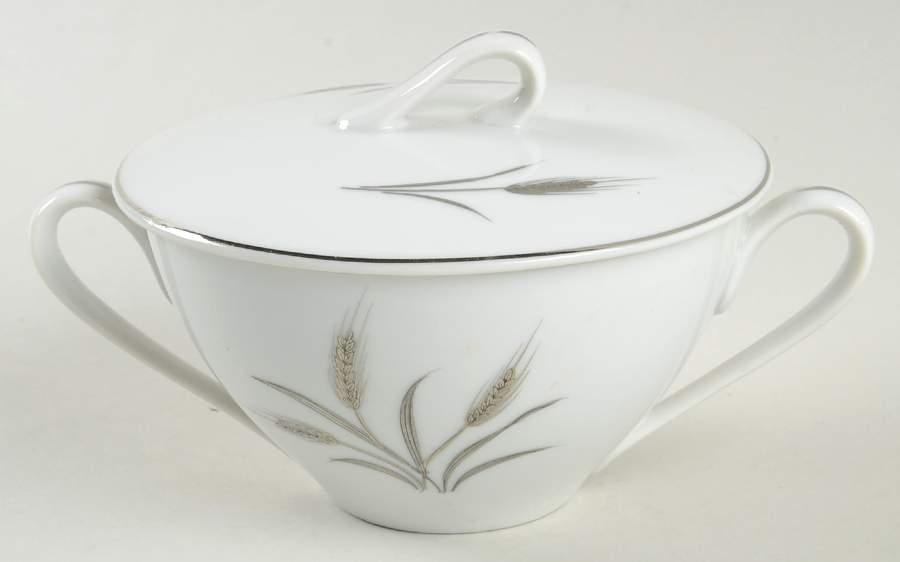 Silver Wheat (Rim Shape) Sugar Bowl & Lid by Crest Wood-1