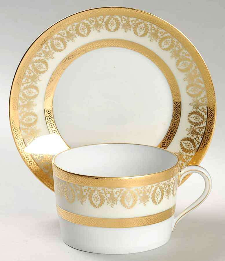 Arizona (Cream Rim) Flat Cup & Saucer Set by Charles Field Haviland-1