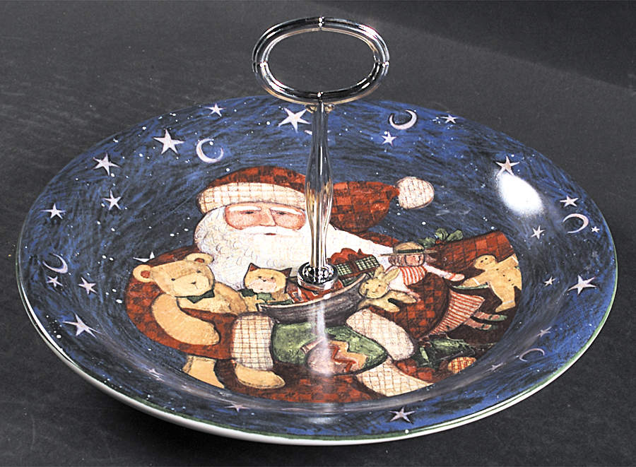 Father Christmas Round Serving Plate with Center Handle (Dp) Hc by Certified International-1