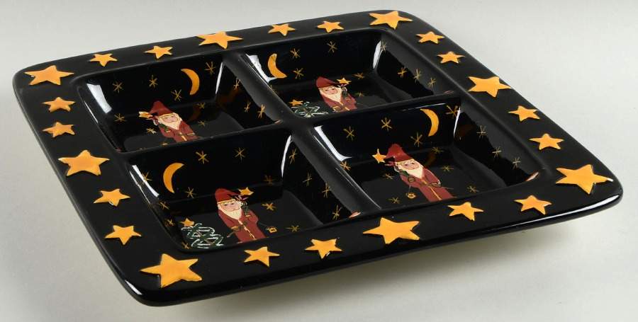 Midnight Santa Divided 4-Part Square Platter by Certified International-1