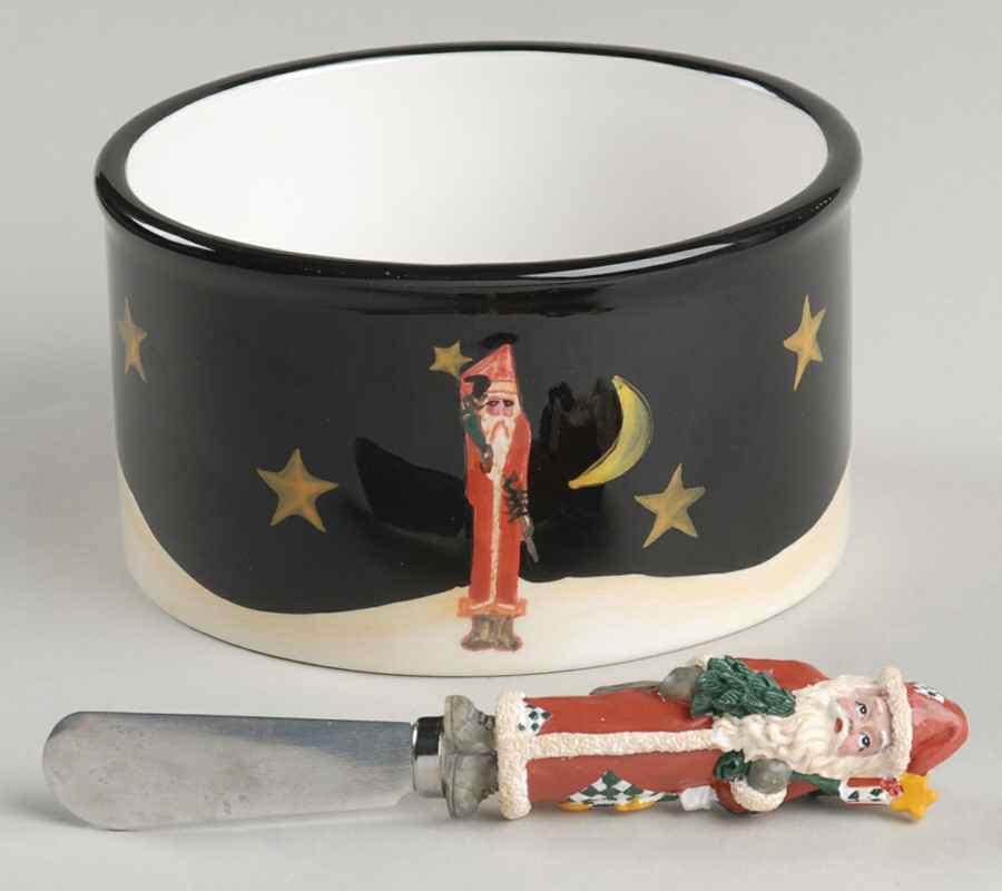 Midnight Santa Dip Bowl & Spreader Set by Certified International-1