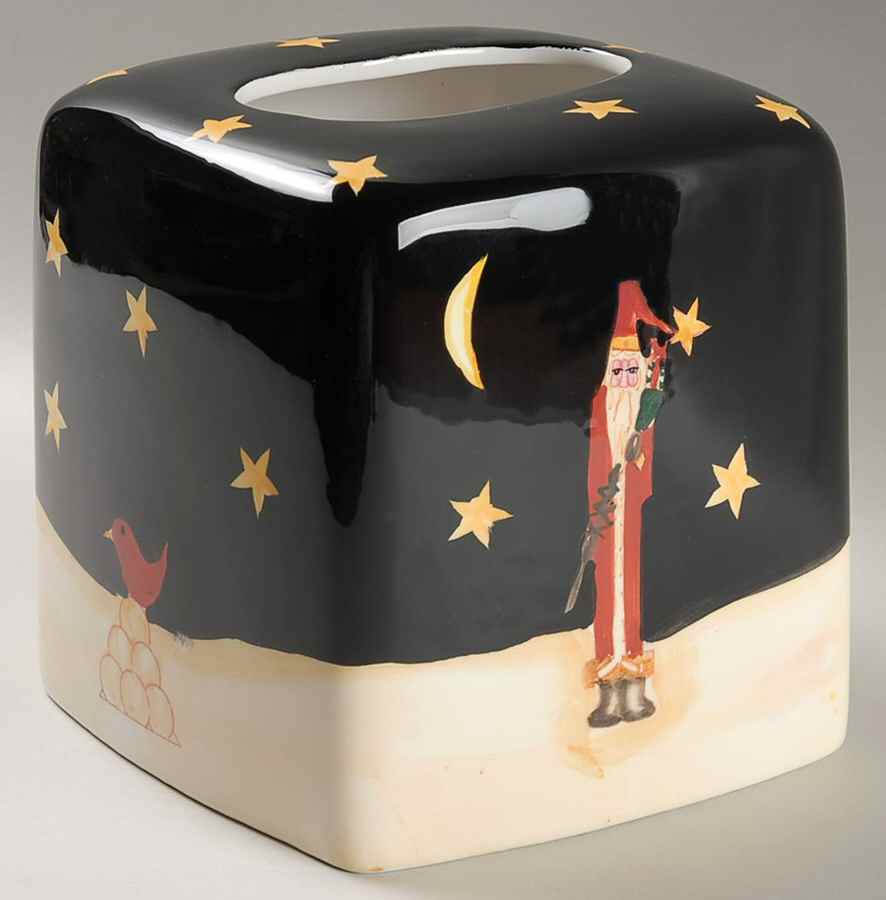 Midnight Santa Square Tissue Box Cover by Certified International-1