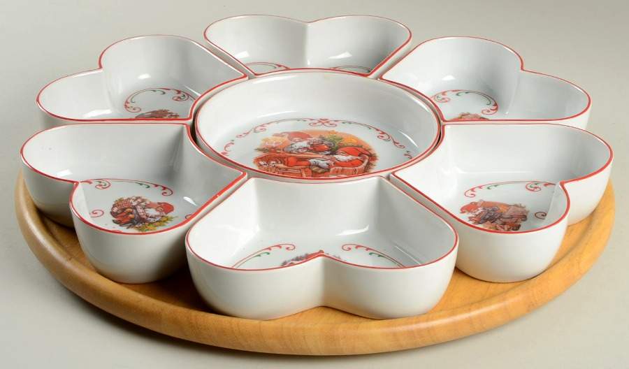 Old Fashioned Christmas 8 Pc Lazy Susan (6 Sides, 1 Center, Base) by Christineholm-1
