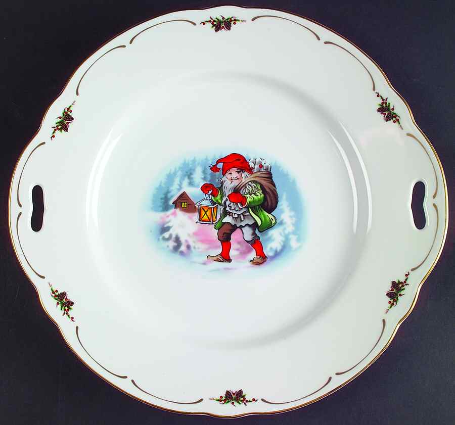 Old Fashioned Christmas Handled Cake Plate by Christineholm-1