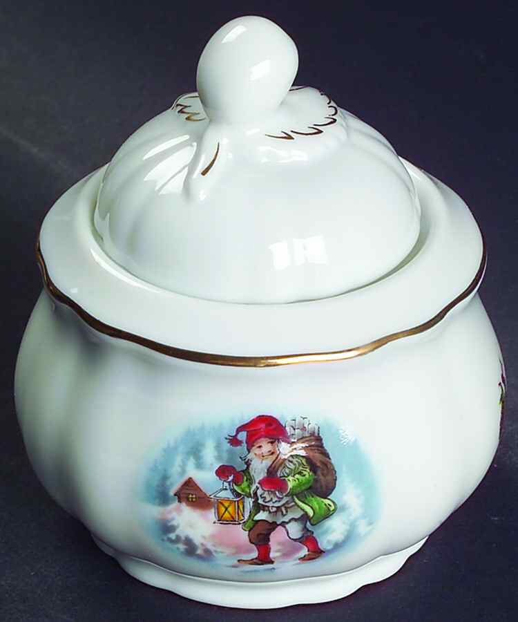 Old Fashioned Christmas Sugar Bowl & Lid by Christineholm-1
