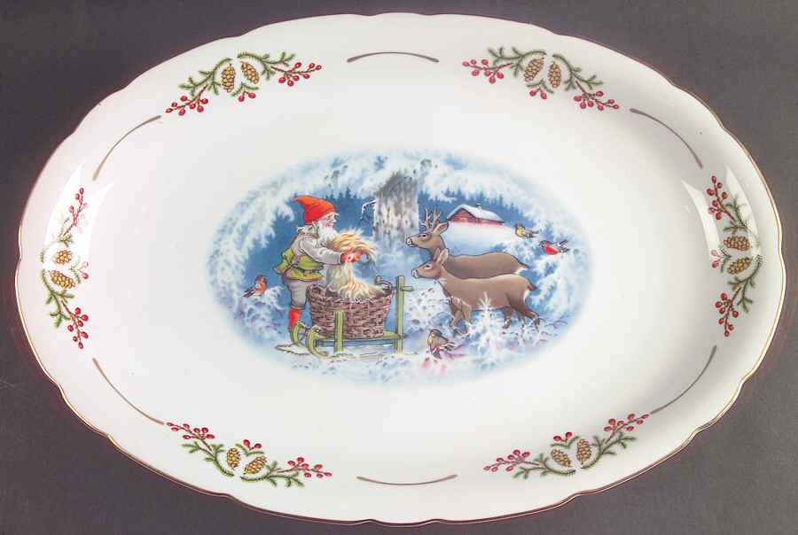 Old Fashioned Christmas 16" Oval Serving Platter by Christineholm-1