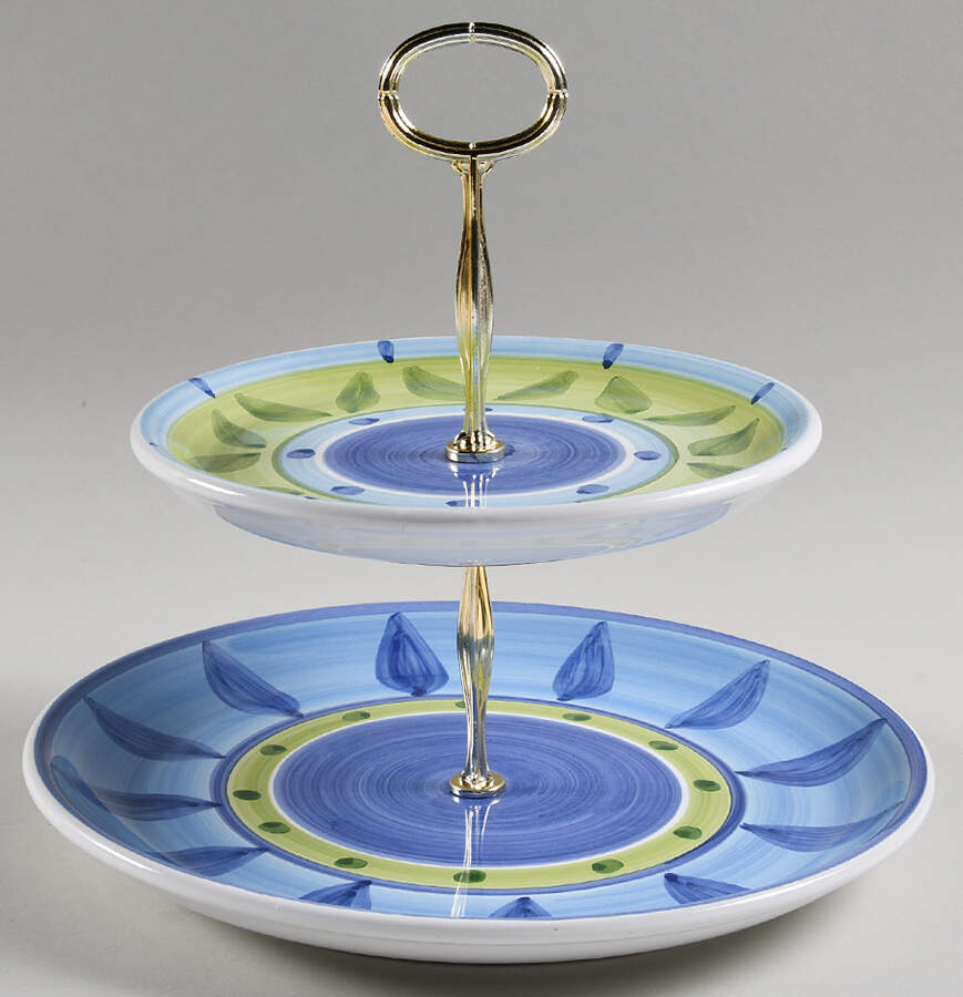 Blue Moon 6 5/8"-10"  2 Tiered Serving Tray (Dp, Sp) HC by Caleca-1