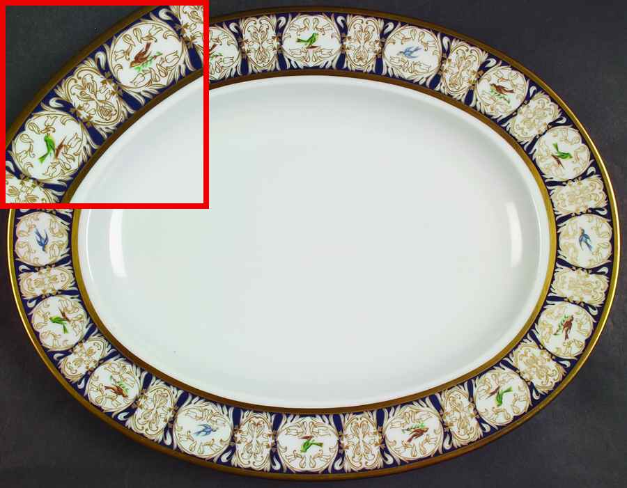 Pompadour Navy 14" Oval Serving Platter by Charles Field Haviland-1