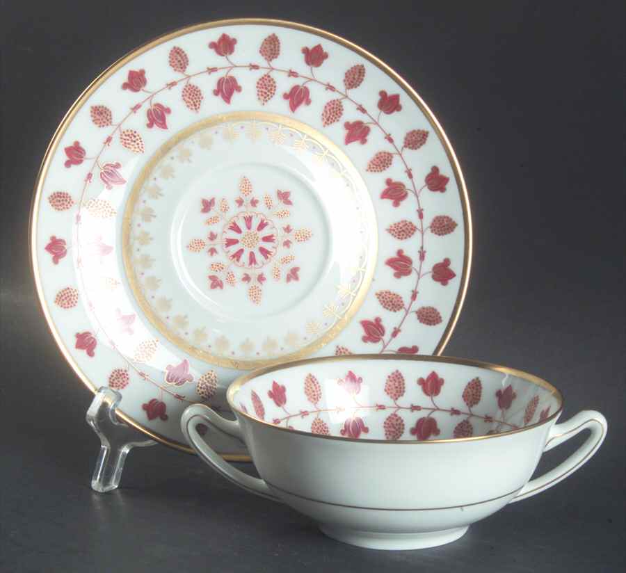 Matignon Rust Footed Cream Soup Bowl & Saucer Set by Charles Field Haviland-1