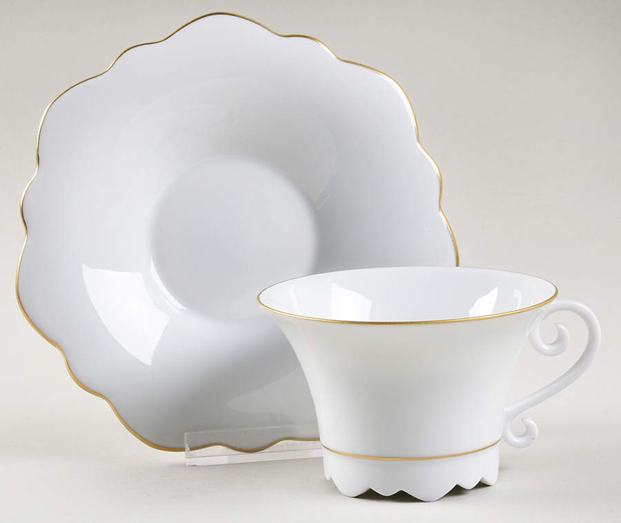 Samoa Gold (Gold Trim and Verge) Flat Cup & Saucer Set by Jean Louis Coquet-1