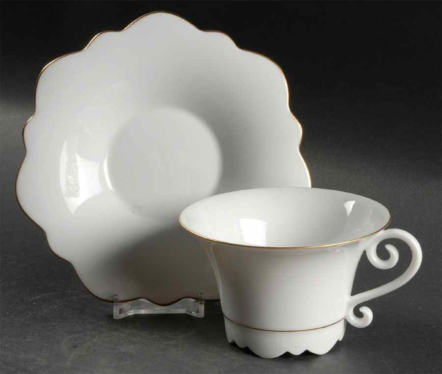 Samoa Gold (Gold Trim and Verge) Flat Cup & Saucer Set by Jean Louis Coquet-1