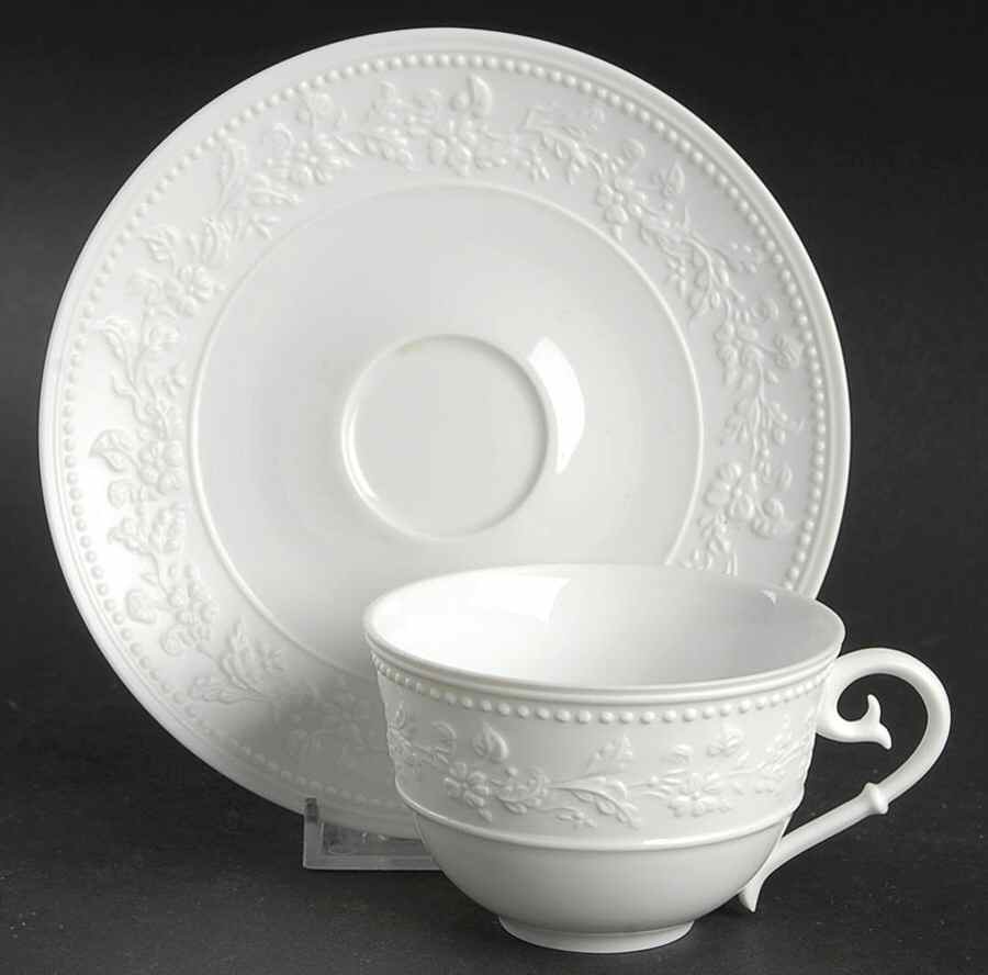 Georgia White Flat Cup & Saucer Set by Jean Louis Coquet-1