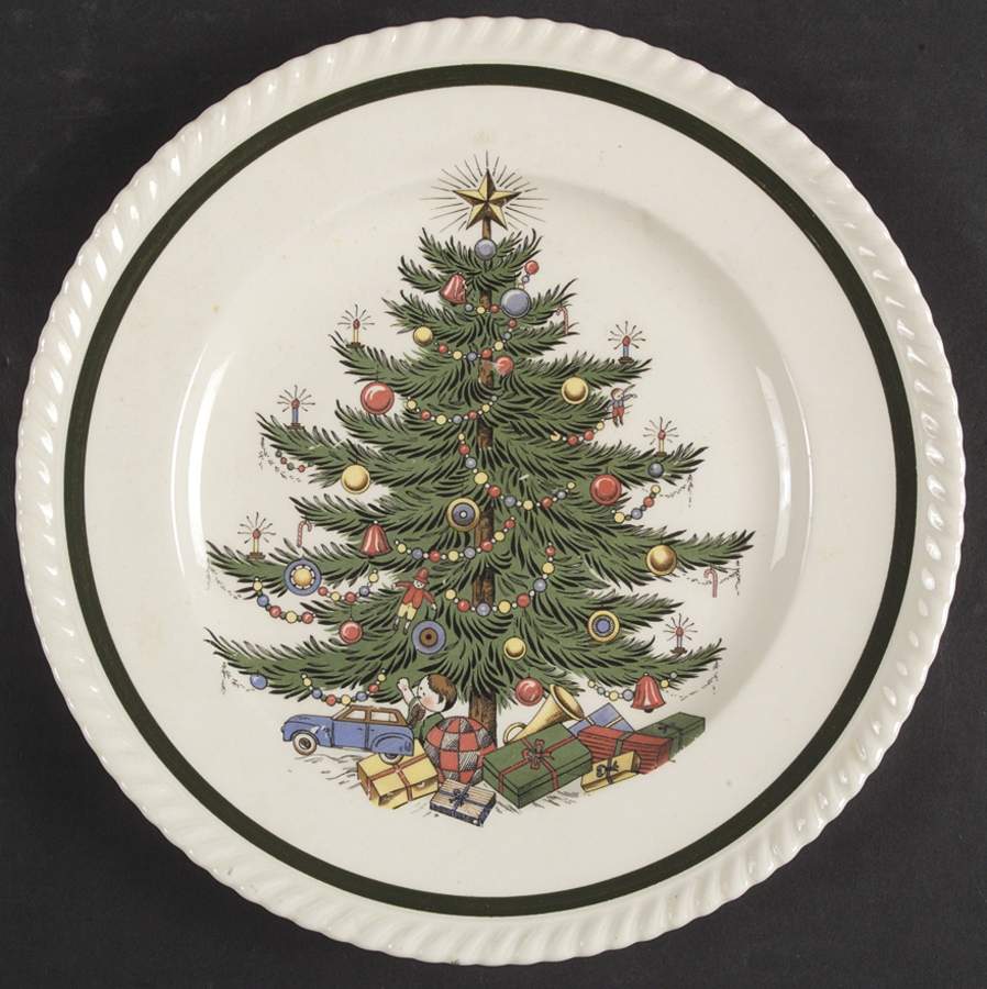 Christmas Tree (Embossed, Swirl) Luncheon Plate by Cuthbertson-1