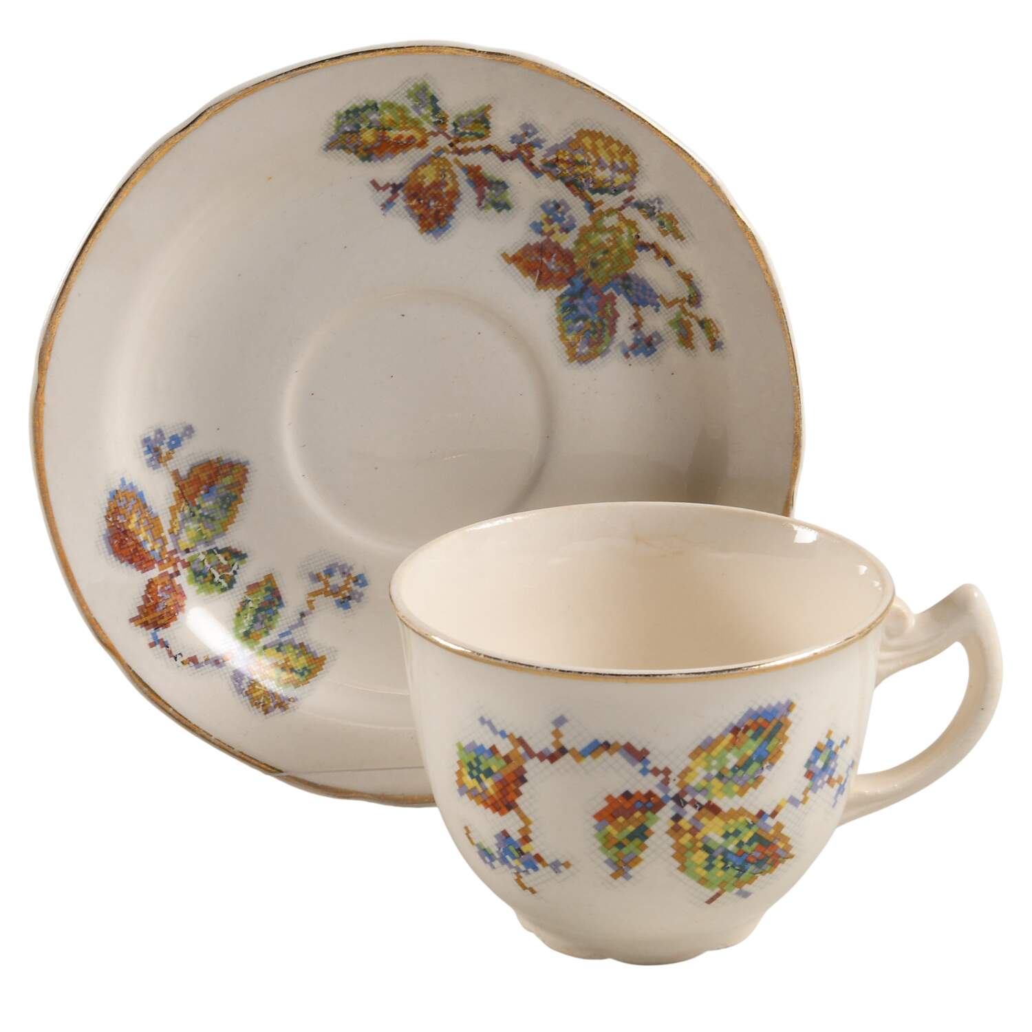 C135 Flat Cup & Saucer Set by Crooksville-1