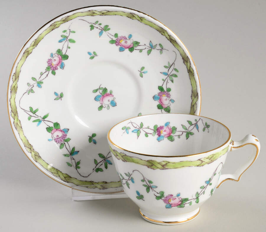 F6242 Footed Cup & Saucer Set by Crown Staffordshire-1
