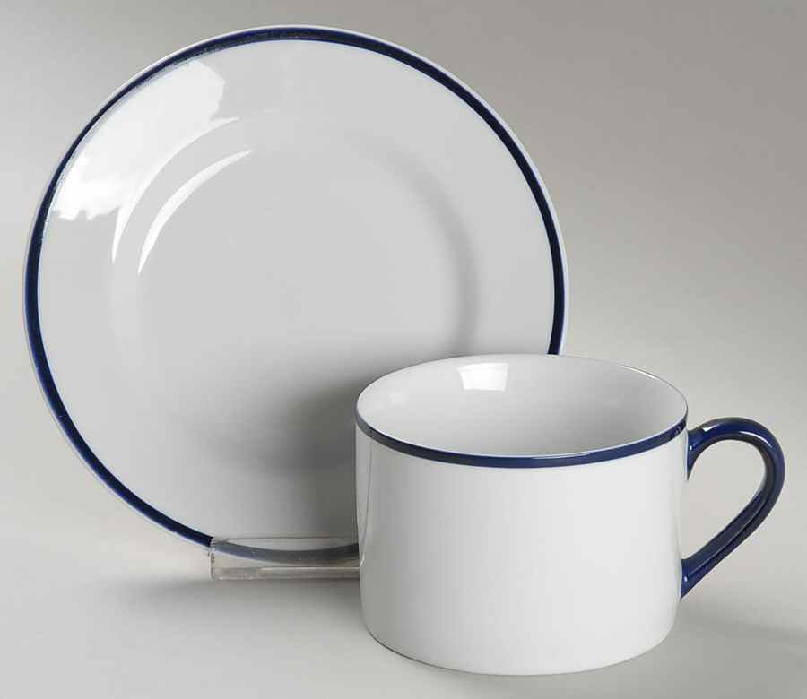 Cape Cod Bleu Flat Cup & Saucer Set by Crate & Barrel-1