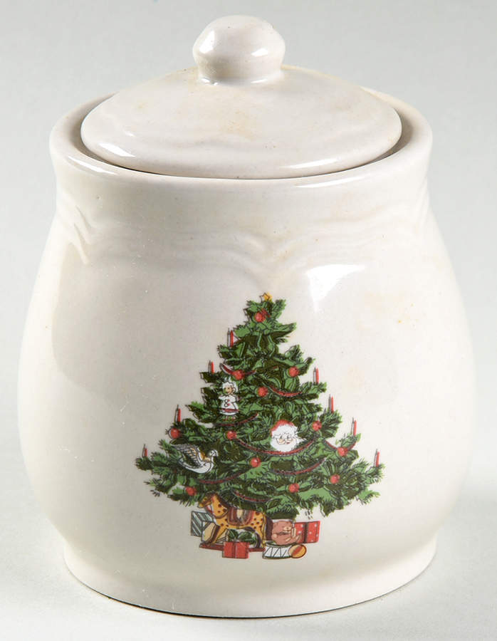 Christmas Time Embossed Sugar Bowl & Lid by Tabletops Unlimited-1