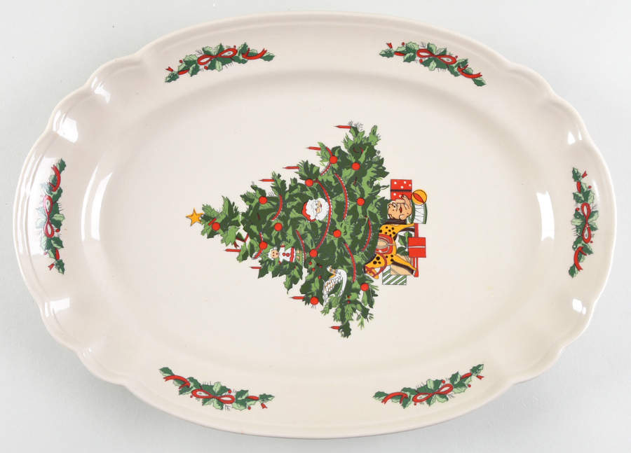 Christmas Time Embossed 14" Oval Serving Platter by Tabletops Unlimited-1