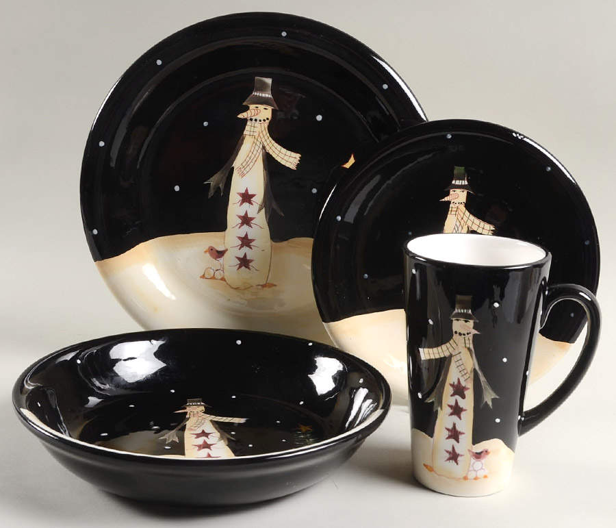 Midnight Snowman 4 Piece Place Setting by Certified International-1
