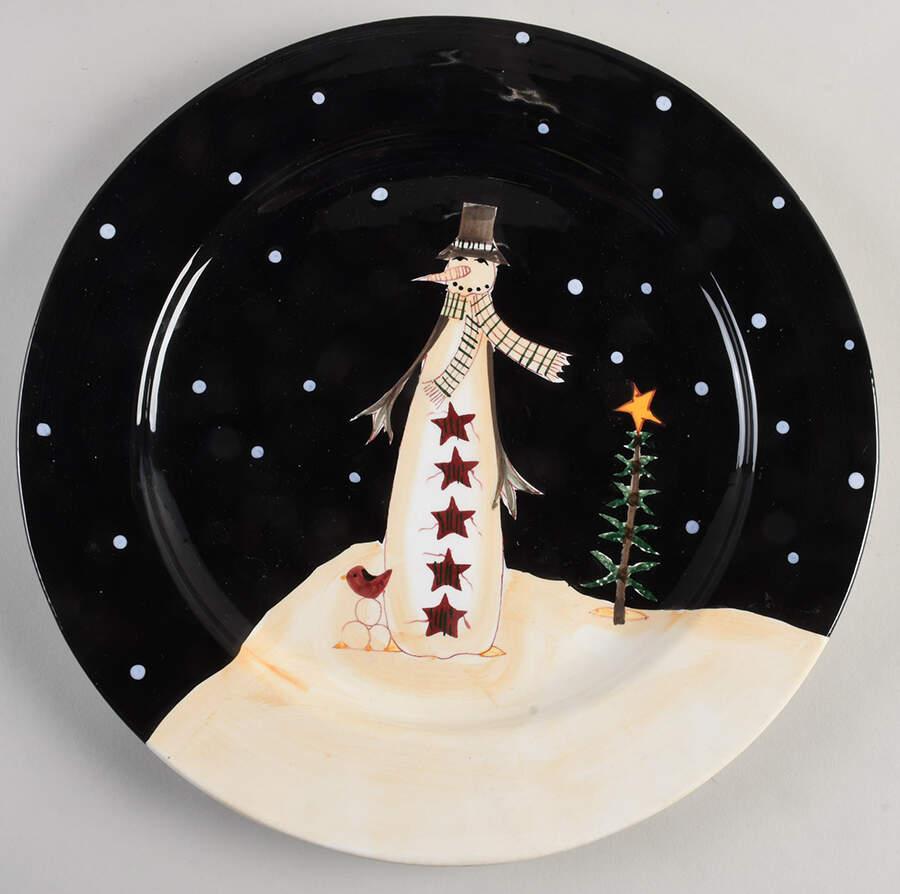 Midnight Snowman Service Plate (Charger) by Certified International-1