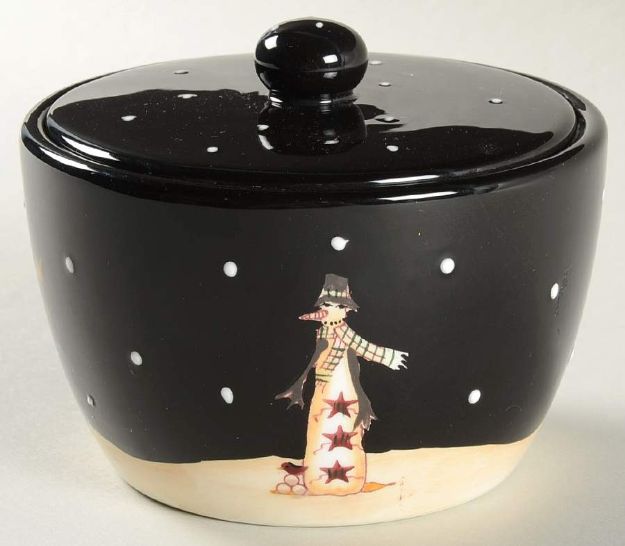Midnight Snowman Sugar Bowl & Lid by Certified International-1
