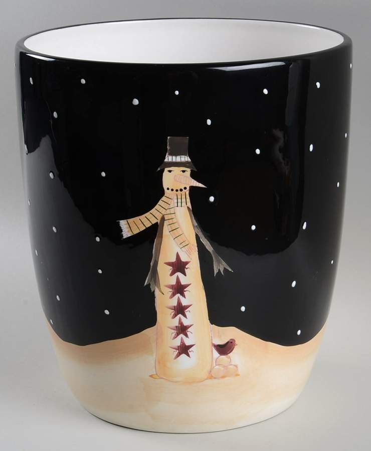Midnight Snowman China Waste Basket by Certified International-1