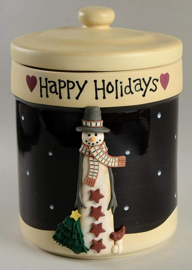 Midnight Snowman Cookie Jar & Lid by Certified International-1