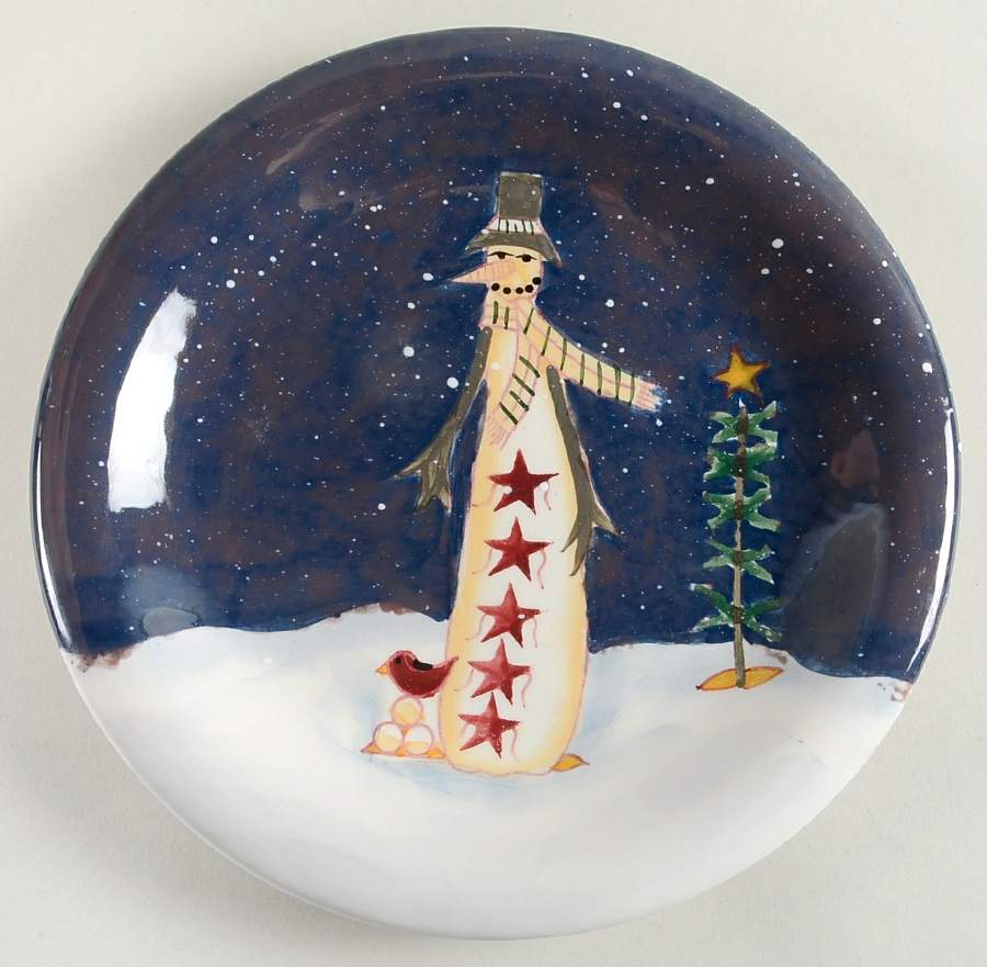Midnight Snowman Dessert/Pie Plate by Certified International-1