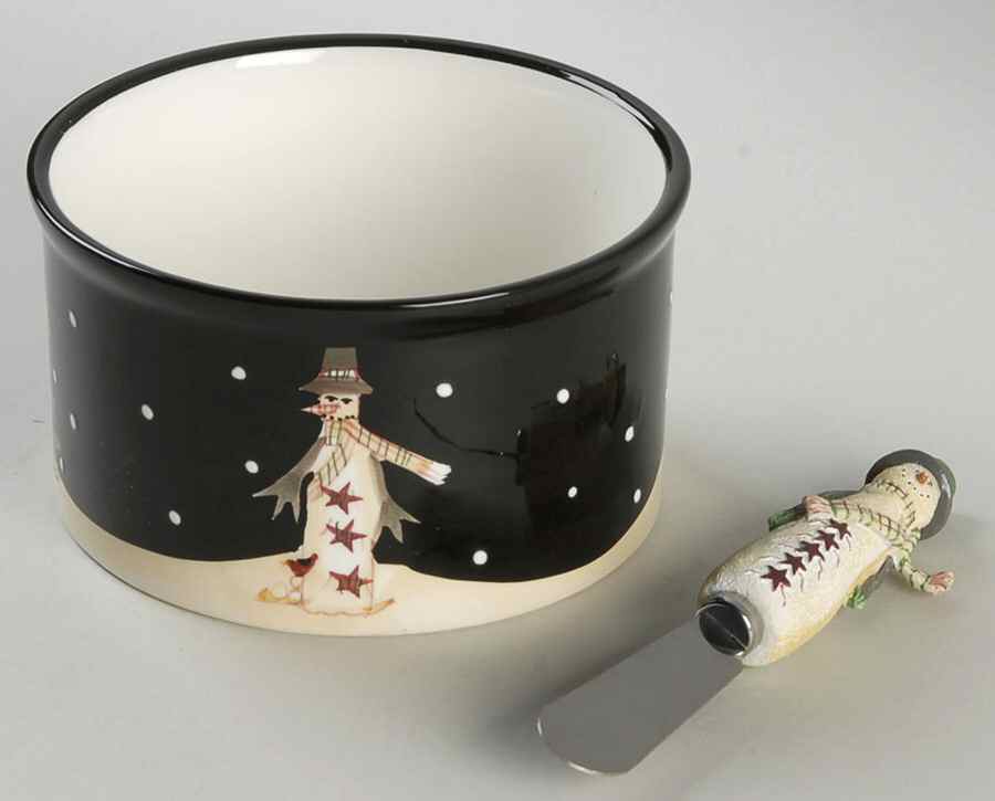 Midnight Snowman Dip Bowl & Spreader Set by Certified International-1