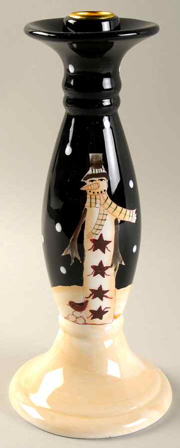 Midnight Snowman 10" Candlestick by Certified International-1