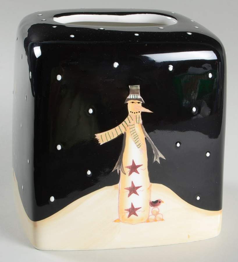 Midnight Snowman Square Tissue Box Cover by Certified International-1