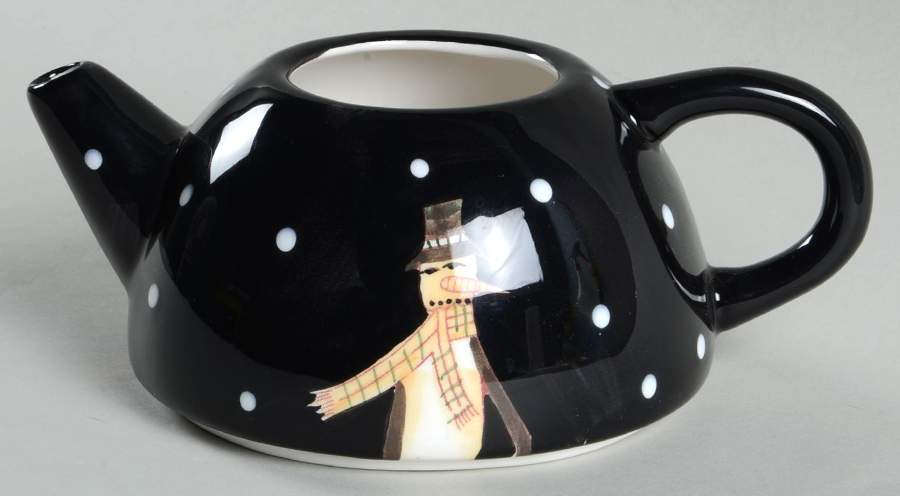 Midnight Snowman Individual Teapot with Cup Teapot No Lid by Certified International-1