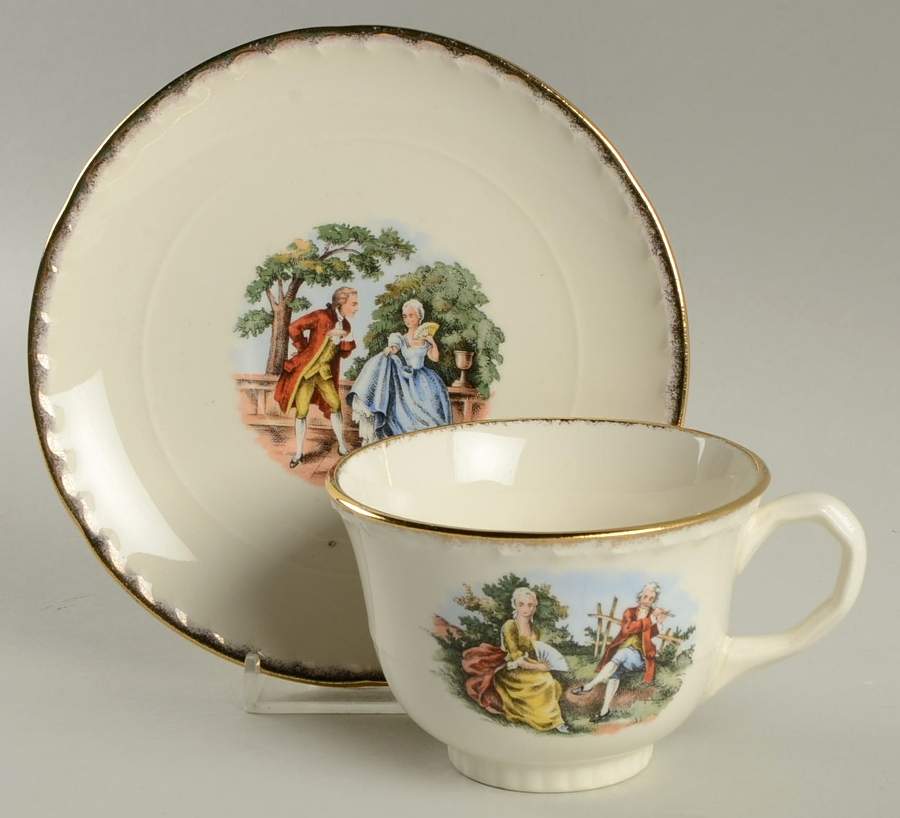 CRO163 Footed Cup & Saucer Set by Crooksville-1