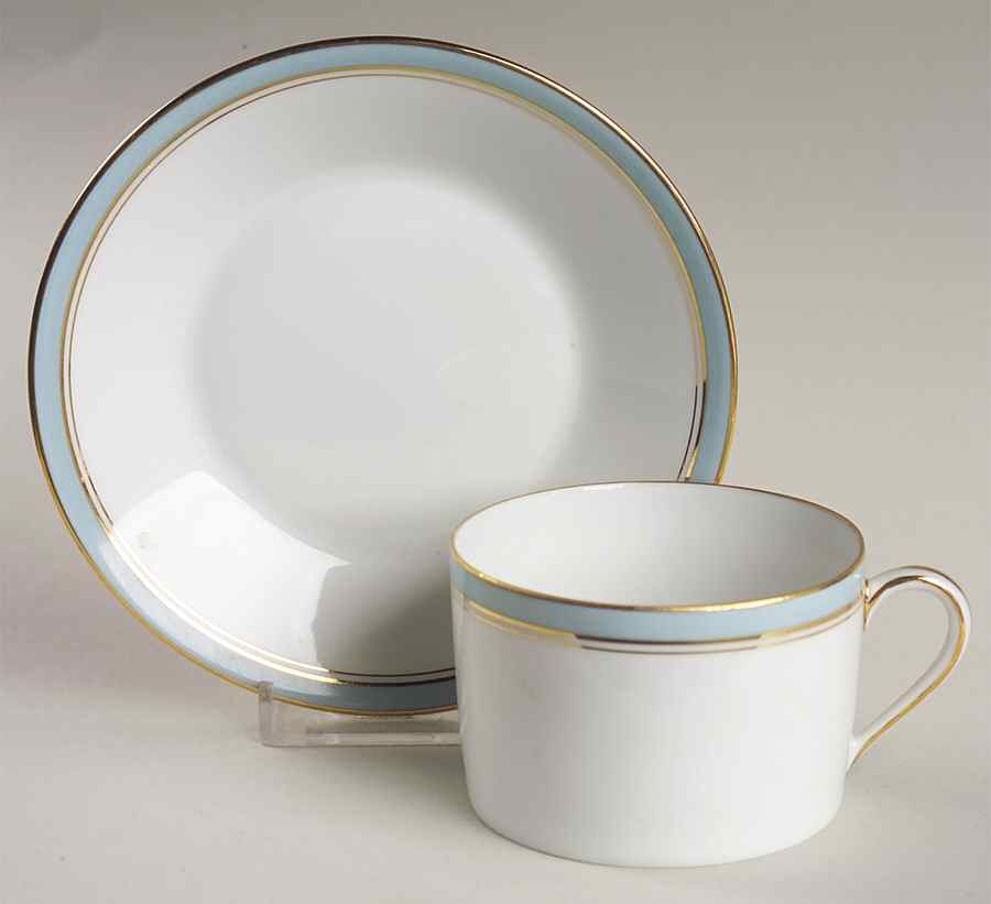 Ambassade Light Blue Flat Cup & Saucer Set by Charles Field Haviland-1