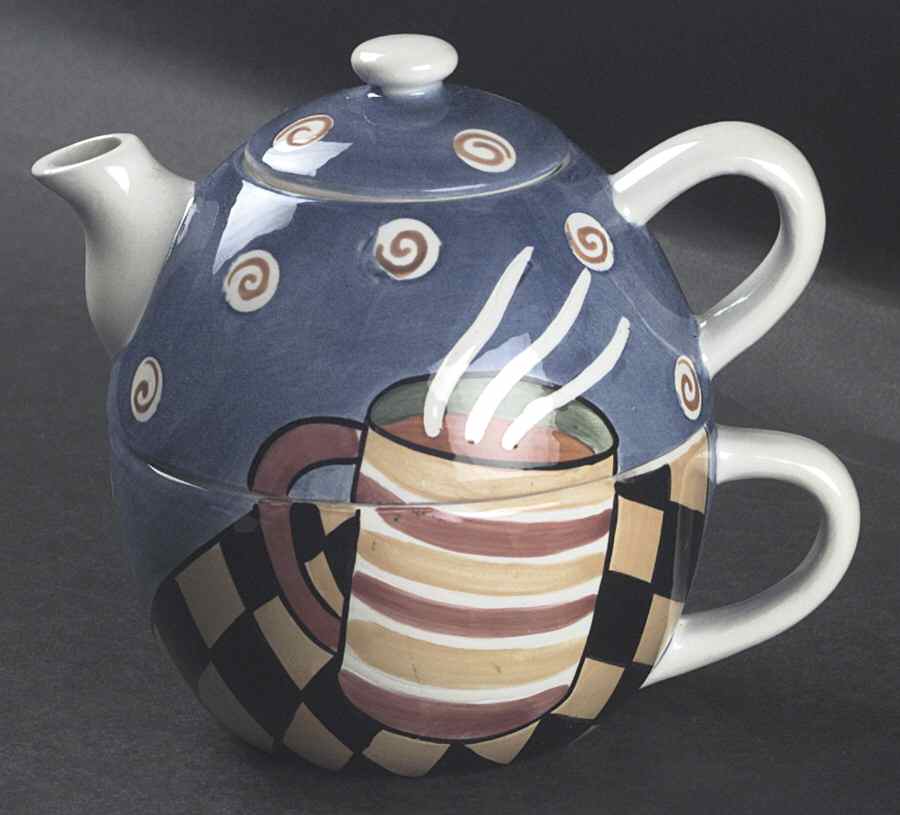 Jazz Cafe Individual Teapot & Lid with Cup by Cardinal Inc-1