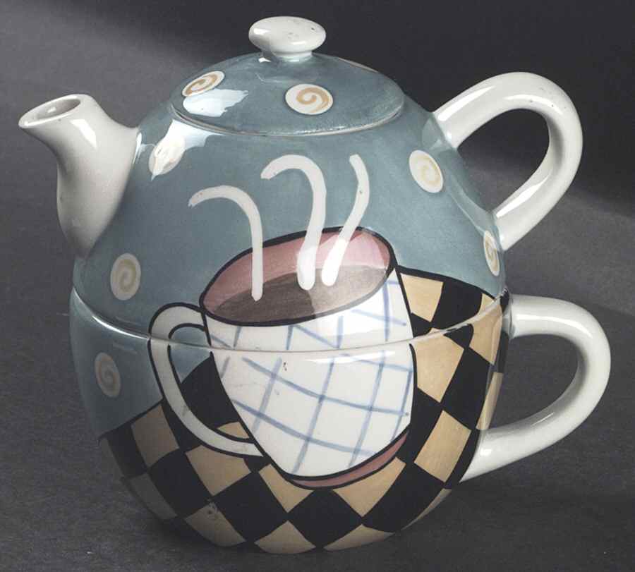 Jazz Cafe Individual Teapot & Lid with Cup by Cardinal Inc-1