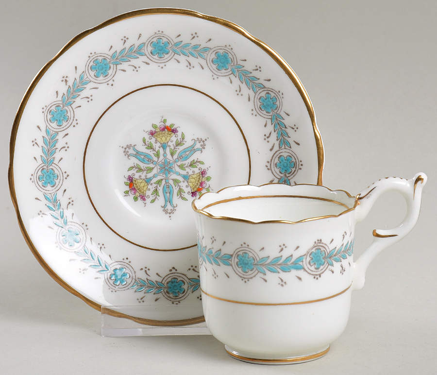 Geneva (Athens Shape) Footed Demitasse Cup & Saucer Set by Coalport-1