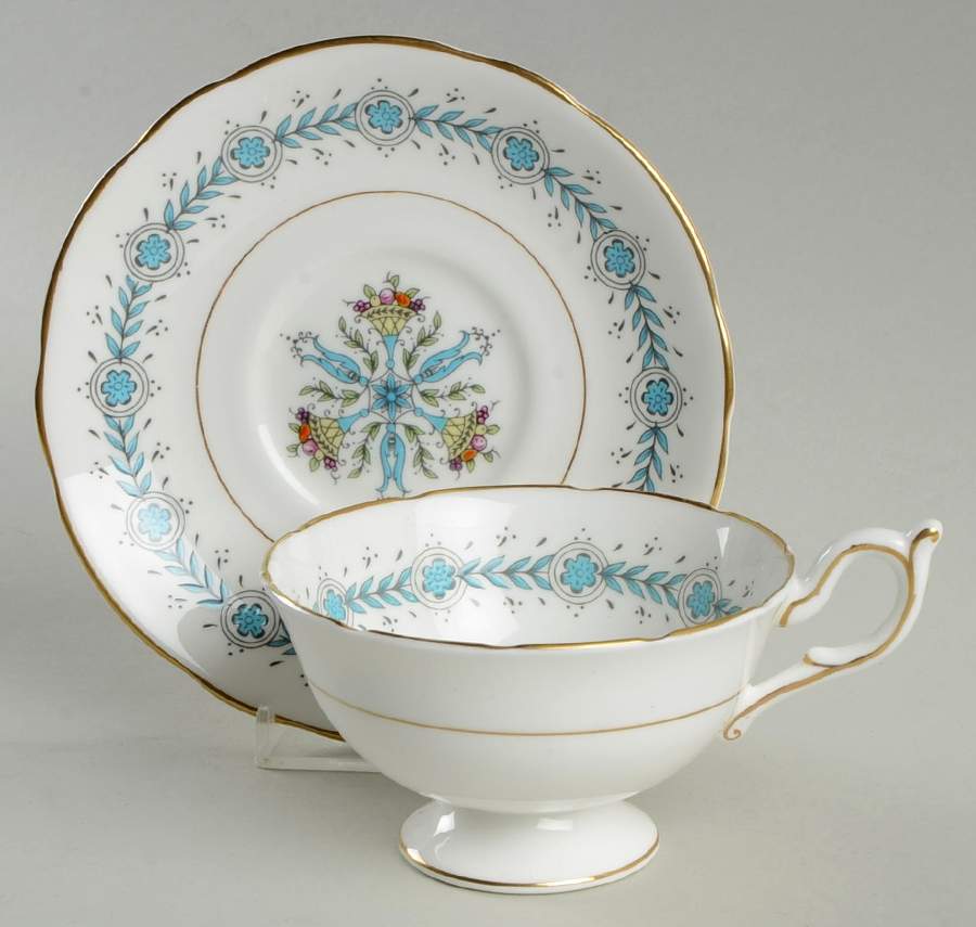 Geneva (Athens Shape) Footed Cup & Saucer Set by Coalport-1