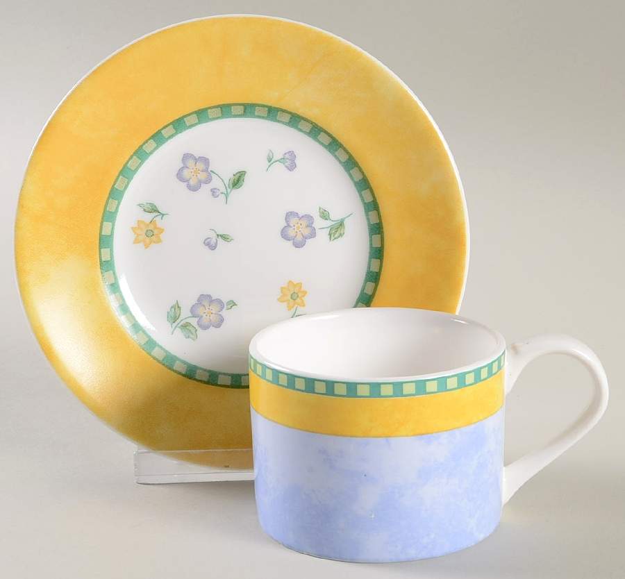 Classical Garden Flat Cup & Saucer Set by Corning Corelle-1