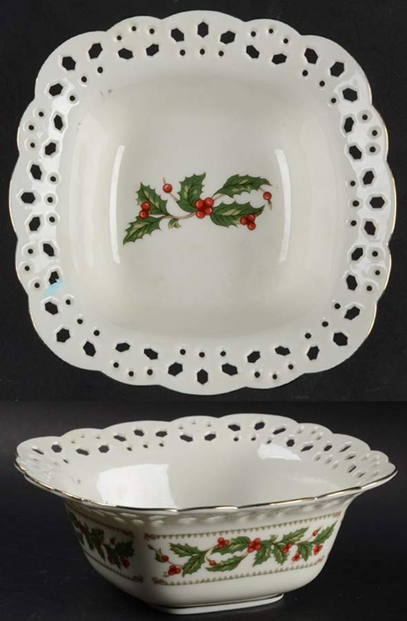 Ivory Holly (Japan) 7'' Pierced Square Bowl by The Cellar (China)-1