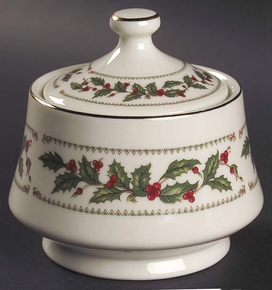Ivory Holly (Japan) Sugar Bowl & Lid by The Cellar (China)-1