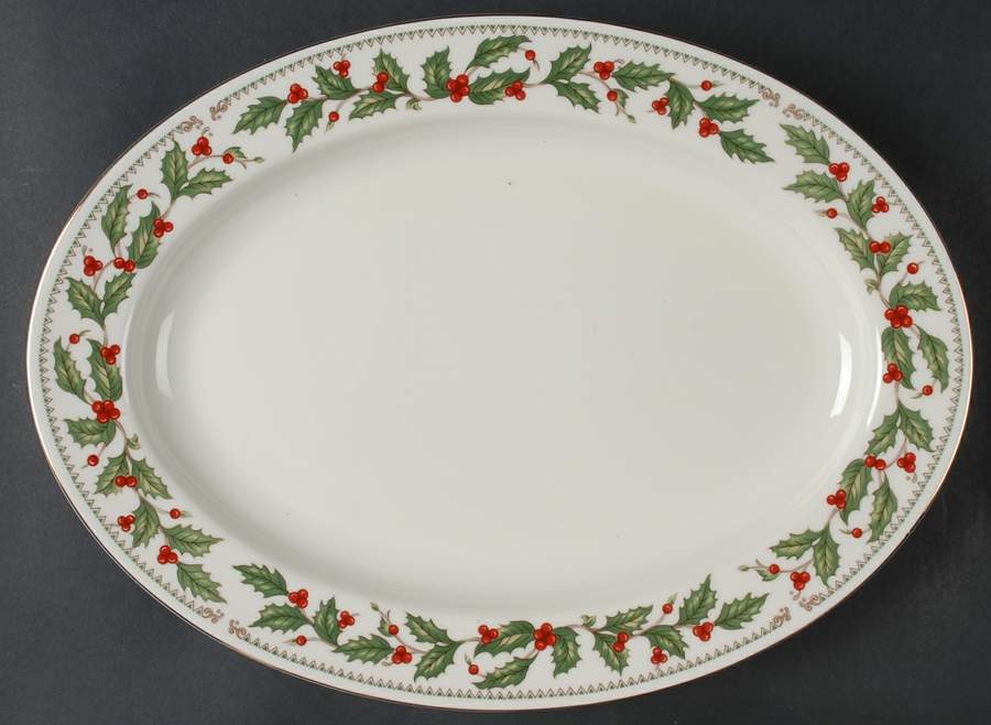 Ivory Holly (Japan) 14" Oval Serving Platter by The Cellar (China)-1
