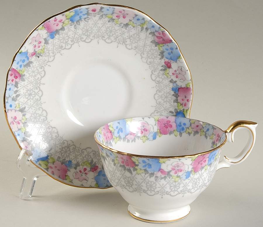 F15038 Footed Cup & Saucer Set by Crown Staffordshire-1