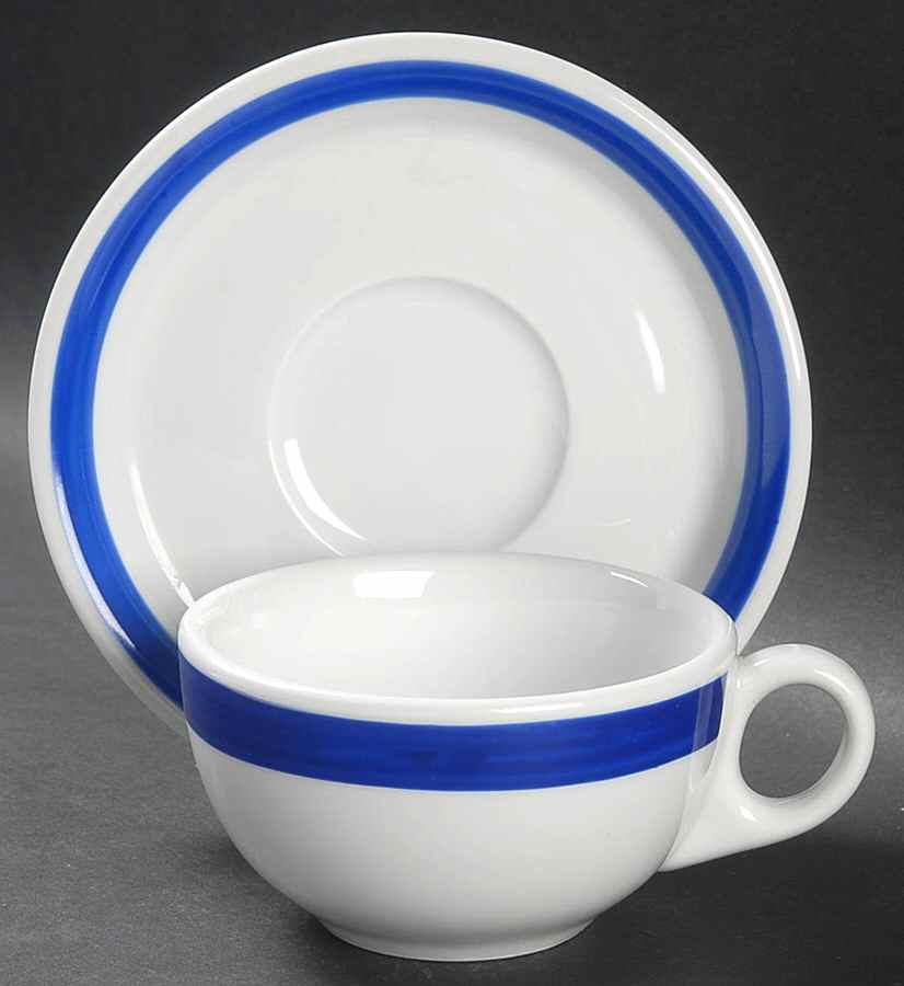 Diner Blue Flat Cup & Saucer Set by Crate & Barrel-1