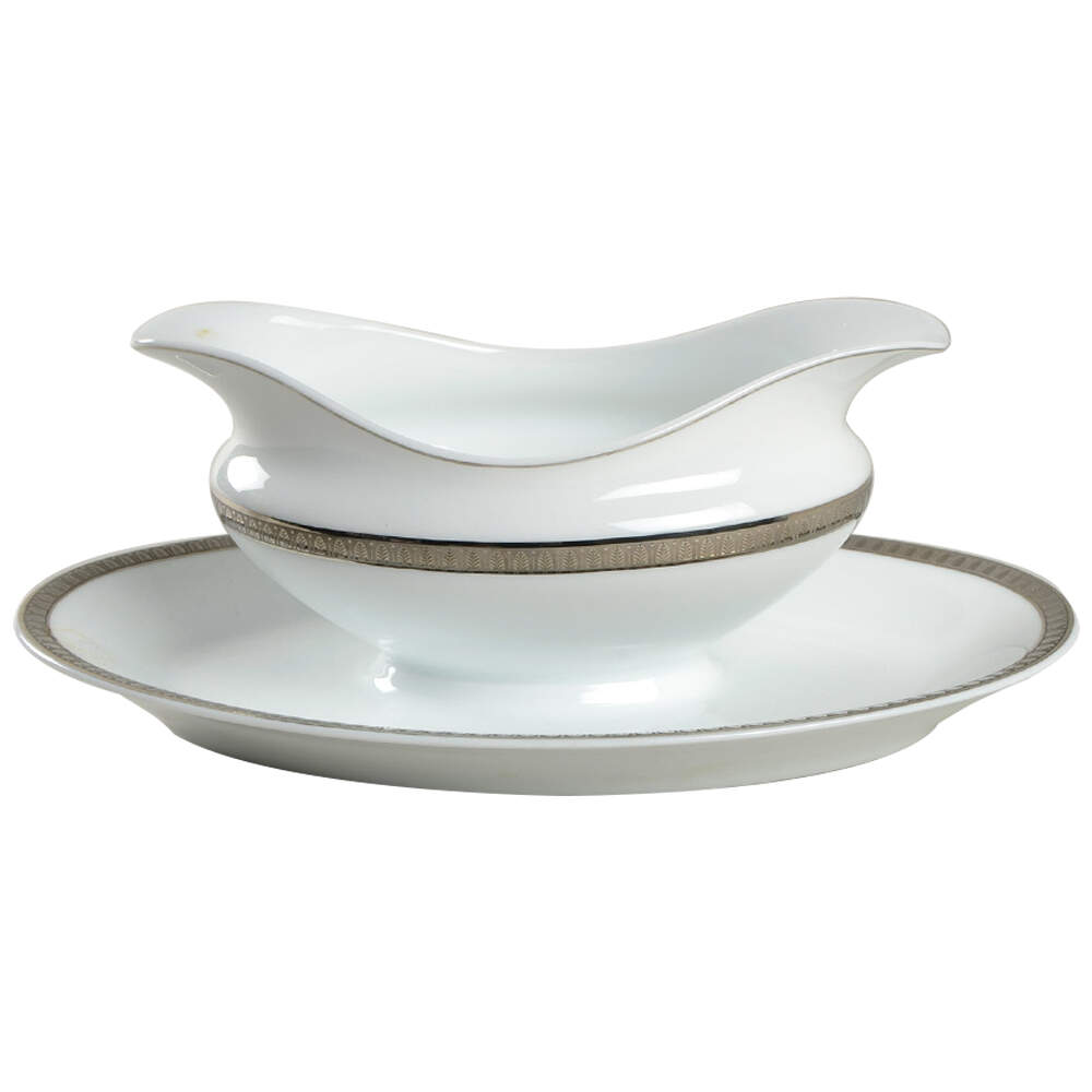 Malmaison (Platinum) Gravy Boat with Attached Underplate by Christofle-1