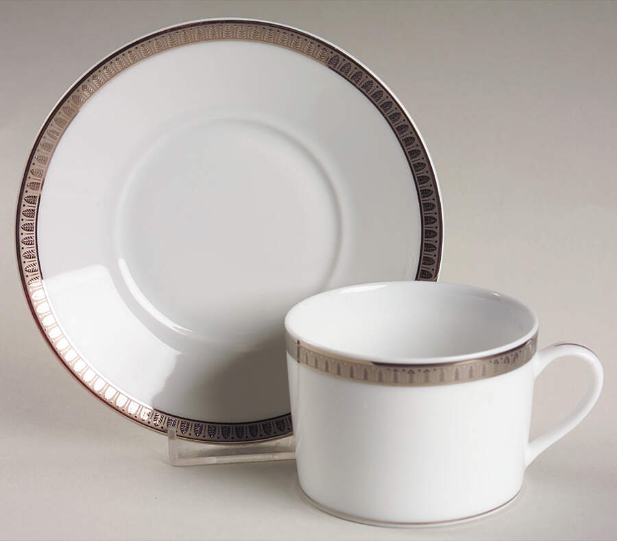 Malmaison (Platinum) Flat Cup & Saucer Set by Christofle-1